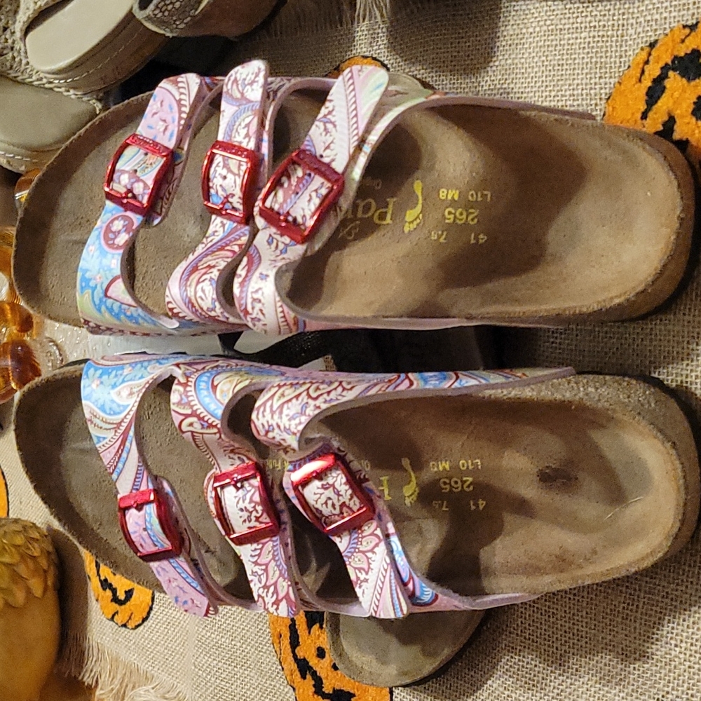 Birkenstock PAPILLIO, W10, Pink Paisley leather 3 strap